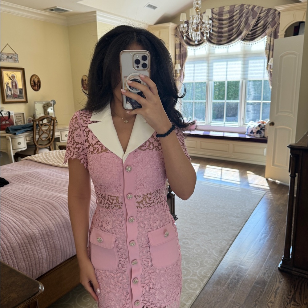 NWT SELF PORTRAIT Elegant Pink Lace Dress